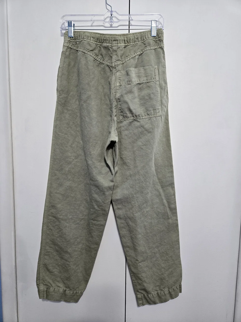 Zara Women’s Small Linen Blend Jogger Pants Sage Green Pull On Relaxed